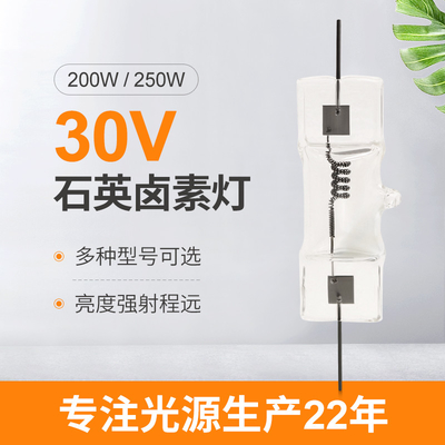 da exposição pequena do halogênio de 30V 200W bulbo de halogênio ótico de quartzo da lâmpada 250W