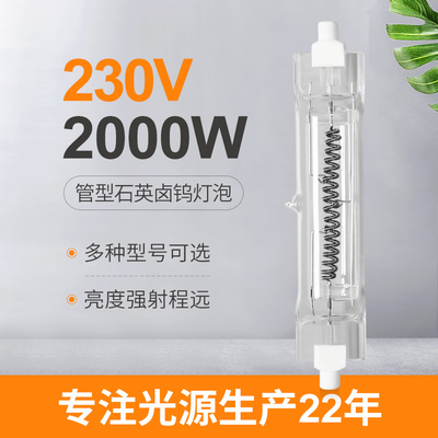 230V 2000 lâmpadas de calor terminadas dobro da ampola R7s do halogênio da lâmpada de quartzo do watt