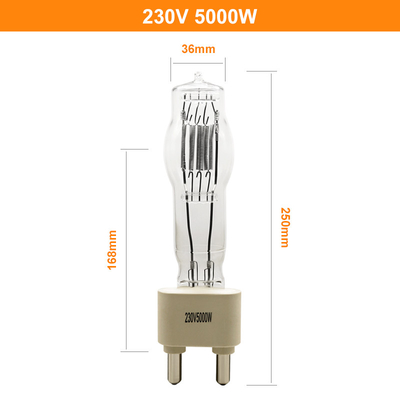 lâmpada 180mm 125000lm do halogênio do barco da ampola de quartzo do estúdio de 230V 5000W G38