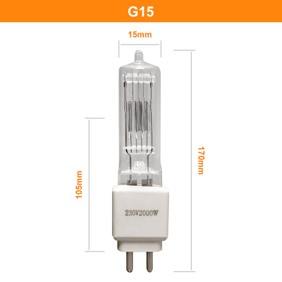 lâmpada G15 3200K de quartzo do bulbo de halogênio de 110V 230v 2000w para o teatro do estúdio cinematográfico