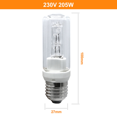 Halogênio material E27 230V da lâmpada de halogênio de tungstênio 205w de quartzo do bulbo