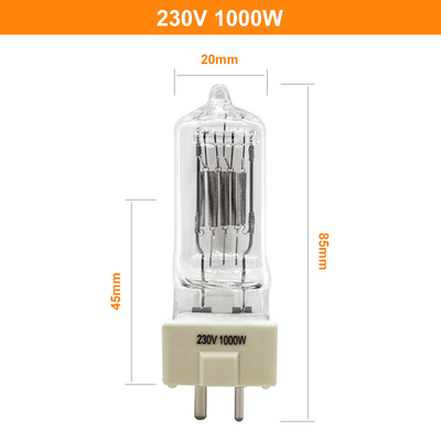 lâmpada terminada baixa 3200K do estúdio da fase do bulbo 1000w de quartzo do halogênio de 230V Gy9.5 única