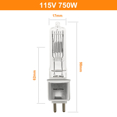 Luz traseira do projetor baixo da fase do tungstênio do watt 115v de Pin Halogen Bulb 3200k 750 do Bi G9.5
